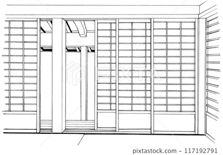 卡通風格鋼筆劃插畫日式_室內 117192791