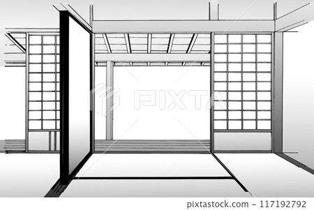 卡通風格鋼筆劃插畫日式_室內 117192792