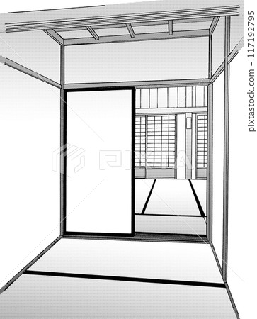 卡通風格鋼筆劃插畫日式_室內 117192795