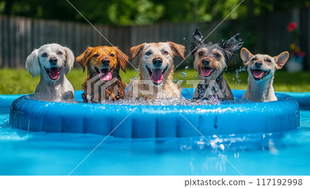 dog in swimming pool dog in swimming pool 117192998
