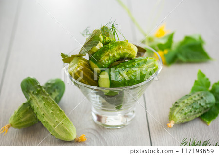 homemade food, lightly salted cucumbers with spices homemade food, lightly salted cucumbers with spices 117193659