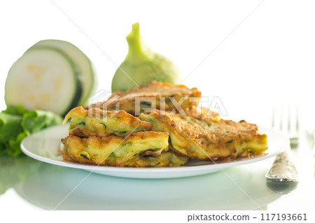 homemade food, fried zucchini pancakes homemade food, fried zucchini pancakes 117193661