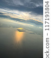 "Sunset from the airplane window: A journey through a breathtaking view of the sea of clouds and the horizon" Aerial footage 3 117193804