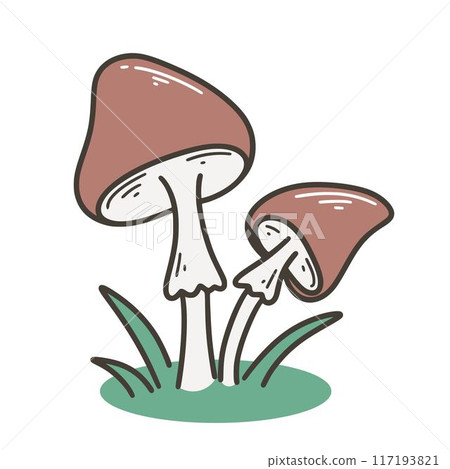 Pair of mushrooms with herbs clip art Pair of mushrooms with herbs clip art 117193821