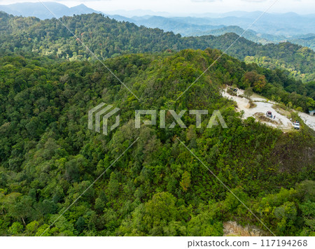 Mountains range at Phutajor Mountain unseen travel people go to camping adventure in Phang-nga,Thailand Amazing valley view from top of a mountain 117194268