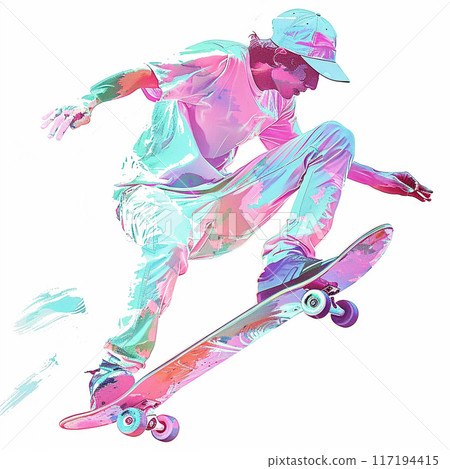 玩滑板的年輕人 117194415