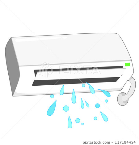 Single illustration of an air conditioner with water coming out 117194454