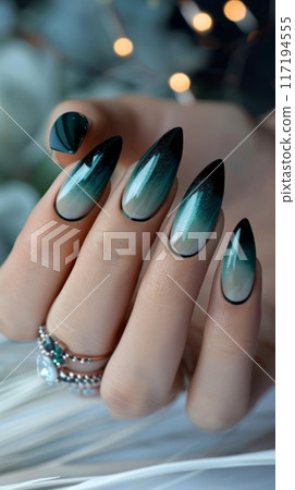 Luxurious Emerald Green Stiletto Nails Luxurious Emerald Green Stiletto Nails 117194555