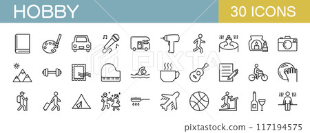 Icon set for various hobbies Icon set for various hobbies 117194575