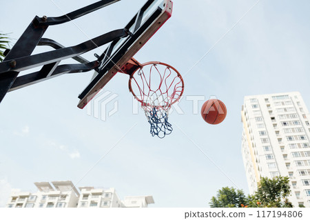 Basketball Hoop with Scoring Basket in Mid-Air Basketball Hoop with Scoring Basket in Mid-Air 117194806