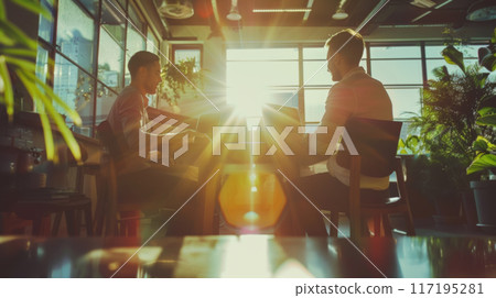 Sunset Work Session with Two Colleagues 117195281