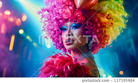 Vibrant Drag Queen in Neon Light Vibrant Drag Queen in Neon Light 117195984