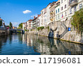 Ljubljanica River, downtown Ljubljana. Slovenia 117196081