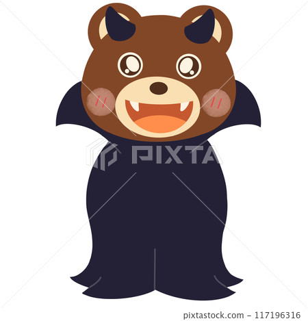 cute brown bear with vampires  117196316