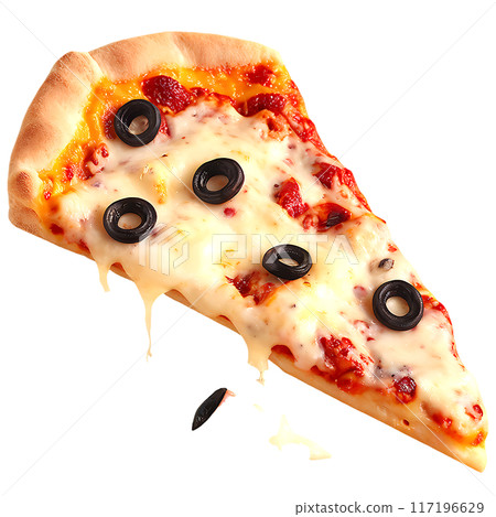 Delicious cheese pizza isolated on a transparent background 117196629
