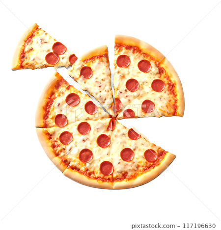 Delicious cheese pizza isolated on a transparent background 117196630