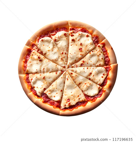 Delicious cheese pizza isolated on a transparent background 117196635