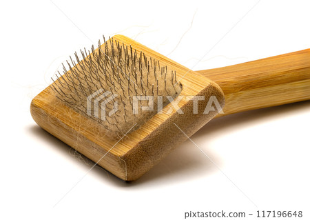 Slicker brush with red fur for grooming dogs Slicker brush with red fur for grooming dogs 117196648