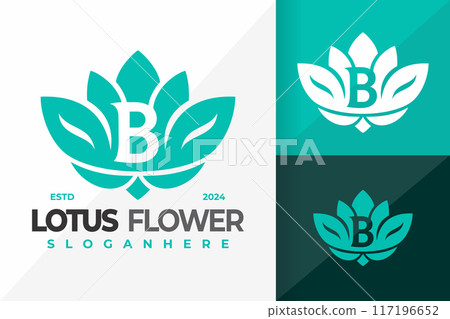 Letter B Lotus Flower Logo design vector symbol icon illustration 117196652
