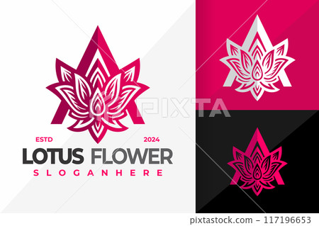 Letter A Lotus Flower Logo design vector symbol icon illustration 117196653