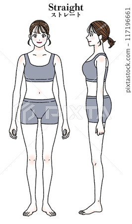 Straight bone structure, illustration, with text Straight bone structure, illustration, with text 117196661