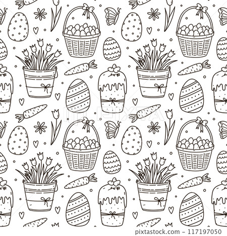 Cute seamless pattern with Easter eggs Cute seamless pattern with Easter eggs 117197050