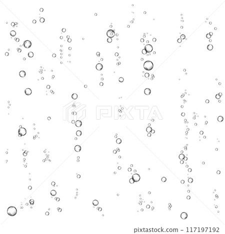 Oxygen air bubbles  flow  in water on white  background. 117197192