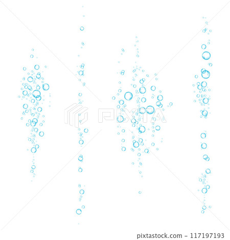 Oxygen air bubbles  flow  in water on white  background. 117197193