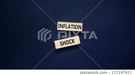 Inflation shock symbol. Concept words Inflation shock on wooden blocks. Beautiful black table black background. Business inflation shock concept. Copy space. Inflation shock symbol. Concept words Inflation shock on wooden blocks. Beautiful black table black background. Business inflation shock concept. Copy space. 117197421