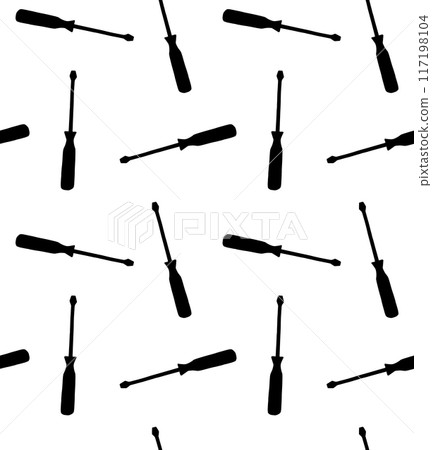 Vector seamless pattern of screwdriver silhouette Vector seamless pattern of screwdriver silhouette 117198104