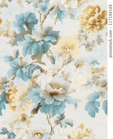 pretty black flowers wallpaper for decoration, beige and aquamarine colors 117198188
