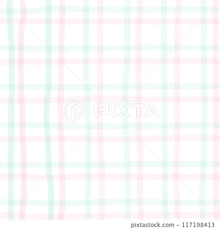 Pink Green Plaid Gingham Check Hand Drawn Background Overlay Pink Green Plaid Gingham Check Hand Drawn Background Overlay 117198413