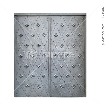 Old decorated metal gate isolated on white background Old decorated metal gate isolated on white background 117198619