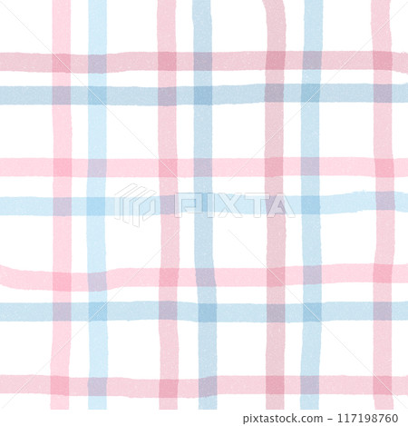 Pink Blue Plaid Hand Drawn Background 117198760