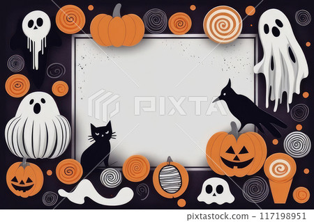 Spooky halloween treats and candy for october holiday, kids autumn party. 117198951