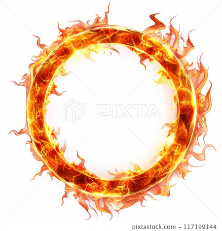 A mesmerizing and fiery circular frame that is enhanced with flames along with dramatic glow effects 117199144