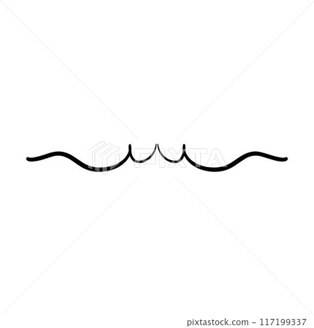 Hand drawn curly divider icon vector illustration design element of swish, swash, swoosh underline swirl squiggle stroke line 117199337