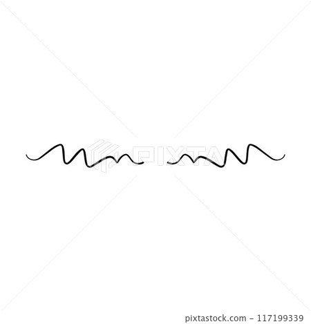 Hand drawn curly divider icon vector illustration design element of swish, swash, swoosh underline swirl squiggle stroke line 117199339