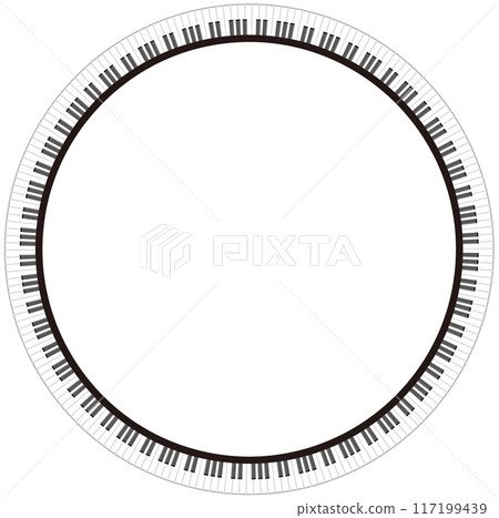 Top view piano keys frame vector illustration / circle Top view piano keys frame vector illustration / circle 117199439