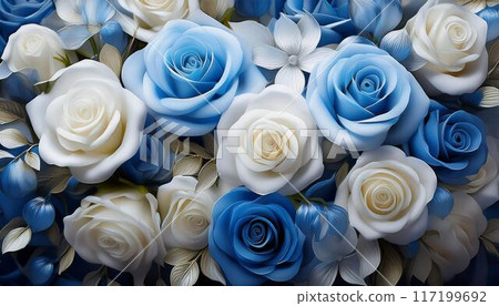 White and light blue roses White and light blue roses 117199692