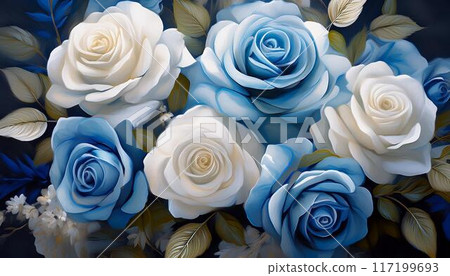 White and light blue roses 117199693