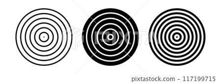 Set of Circular Elements in Target Design. Abstract Concentric Circles Icons. 117199715