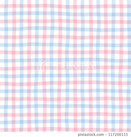Pink Blue Gingham Check Hand Drawn Background Overlay 117200115