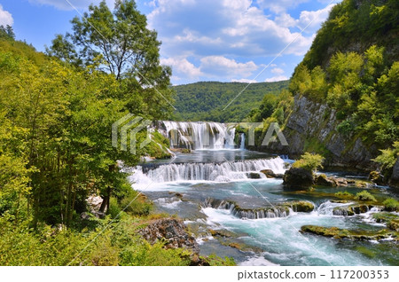 Waterfall Strbacki buk on river Una, Bosnia and Herzegovina. Nature background during summer Waterfall Strbacki buk on river Una, Bosnia and Herzegovina. Nature background during summer 117200353