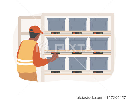Pick-to-light system isolated cartoon vector illustrations. Pick-to-light system isolated cartoon vector illustrations. 117200457
