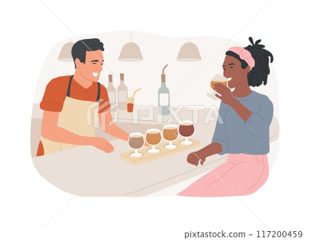 Beer tasting isolated cartoon vector illustrations. 117200459