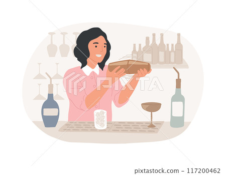 Shaking cocktail isolated cartoon vector illustrations. 117200462