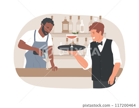 Bar teamwork isolated cartoon vector illustrations. 117200464