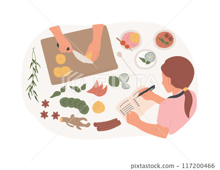 Creating new cocktail recipe isolated cartoon vector illustrations. 117200466