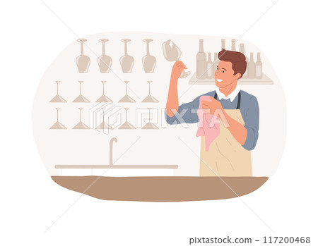 Polishing glasses isolated cartoon vector illustrations. 117200468